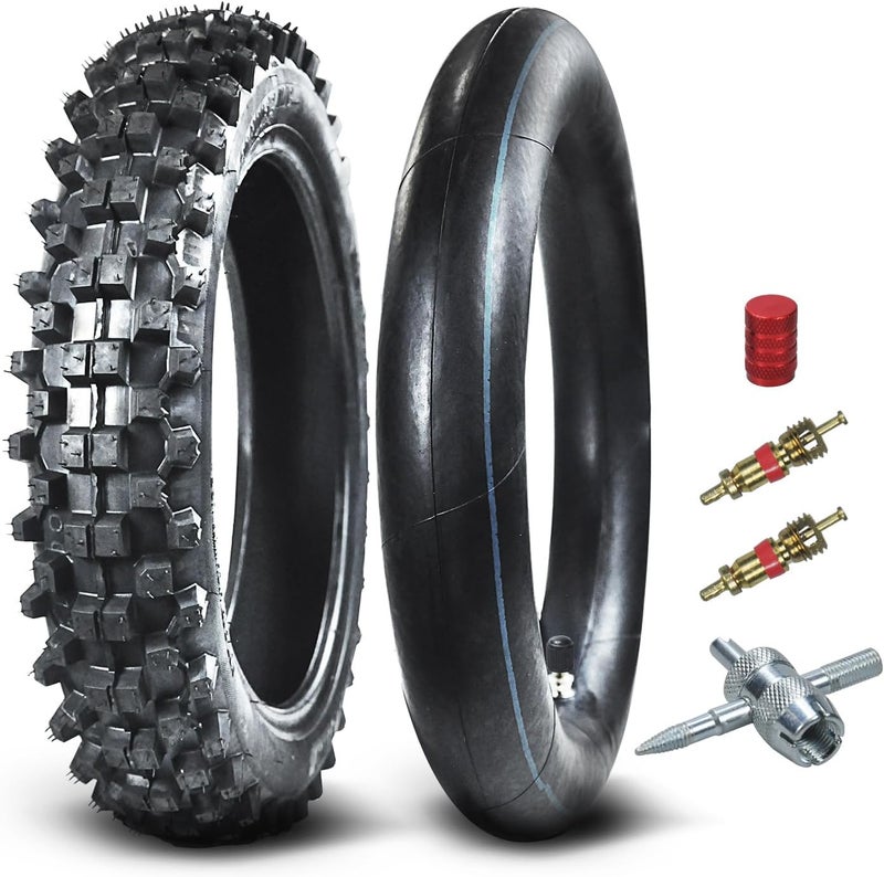 HOLATO إطار خلفي 90/100-14 3.00-14 وأنبوب داخلي لـ 110cc 125cc KLX125 KLX140 KX85 TTR125 YZ80 YZ85 CT90 RM80 DRZ125 TaoTao DB17 Apollo RFZX18 Coolster دراجة ترابية خارج الطريق موتوكروس ثقيلة التحمل - Image 1
